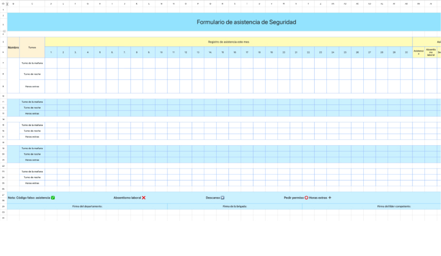 Formulario de asistencia de Seguridad
